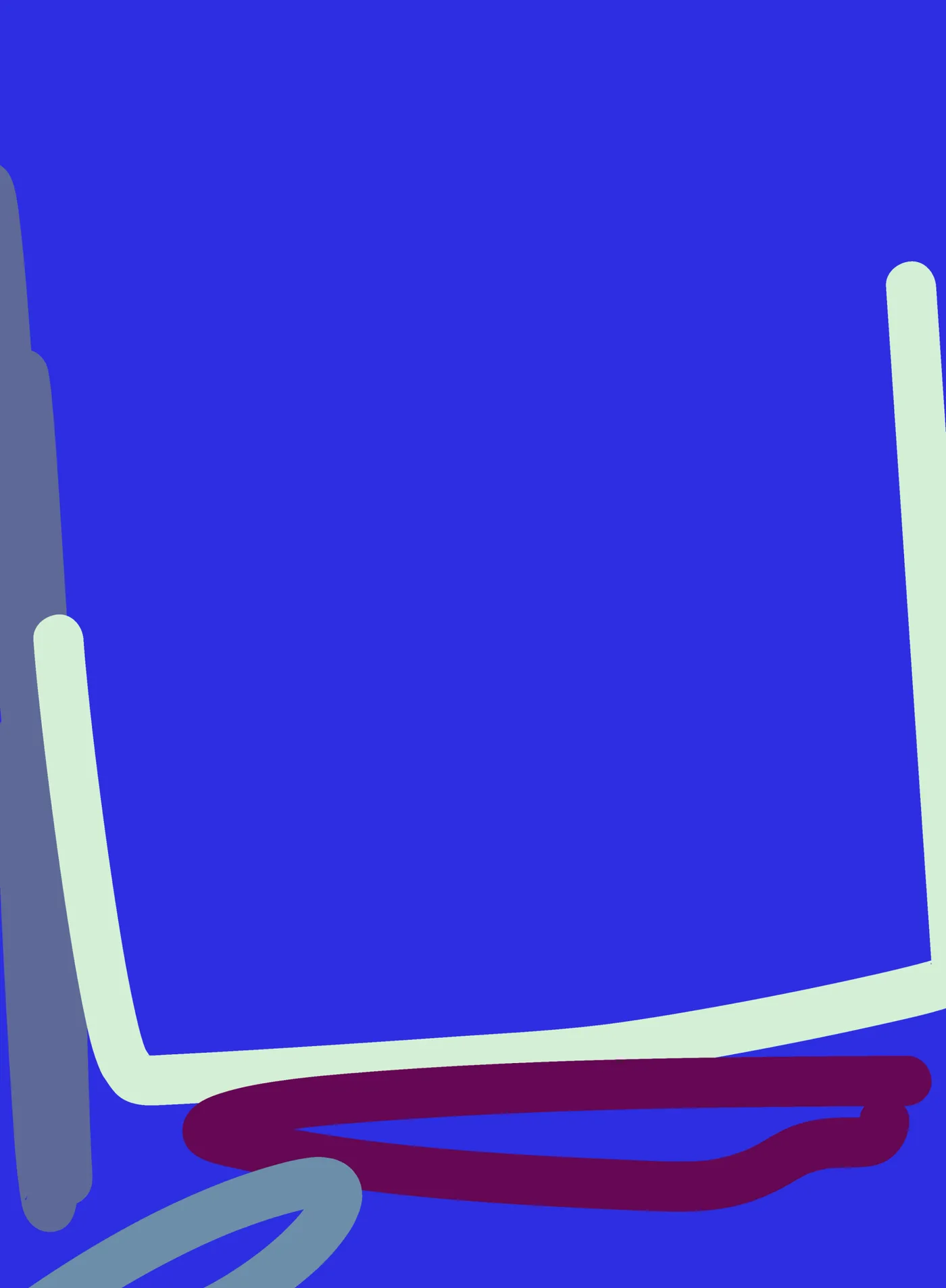 Blue — acrylic, raw canvas, 110 × 150 cm, 2021