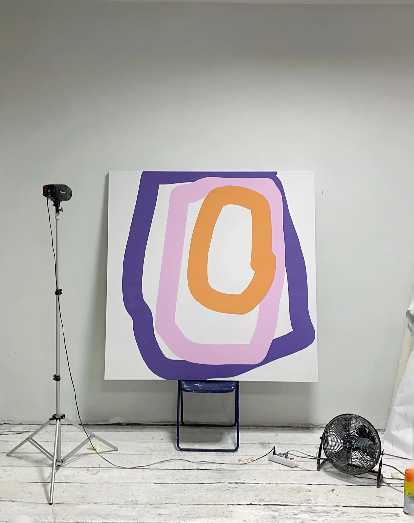 Untitled — acrylic, raw canvas, 150 × 150 cm, 2022